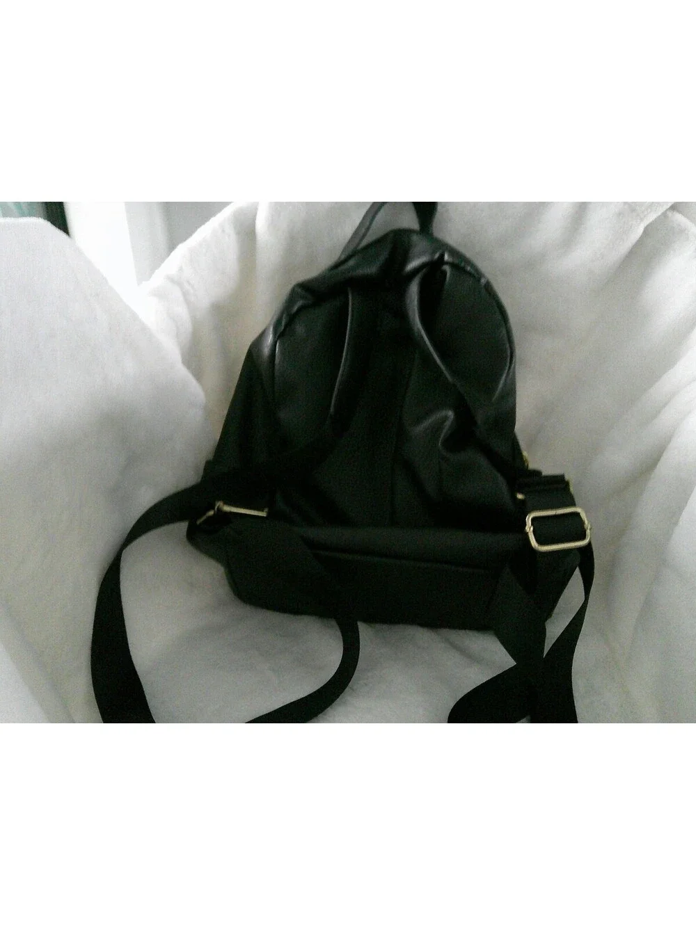 London Fog Quilted Black Leather Backpack NWOT